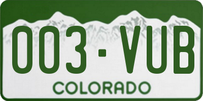 CO license plate 003VUB
