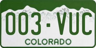 CO license plate 003VUC