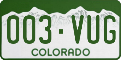 CO license plate 003VUG