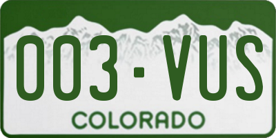 CO license plate 003VUS