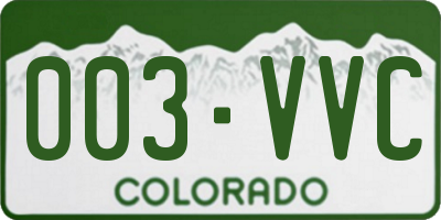 CO license plate 003VVC