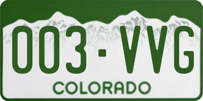 CO license plate 003VVG