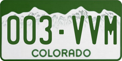 CO license plate 003VVM