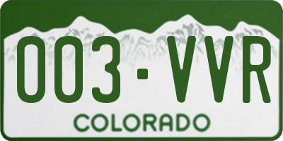 CO license plate 003VVR