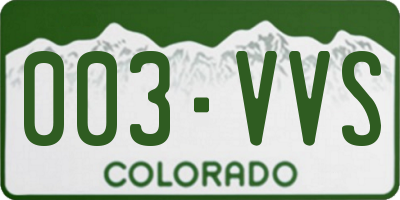 CO license plate 003VVS