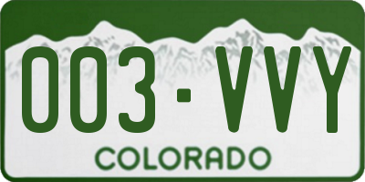 CO license plate 003VVY