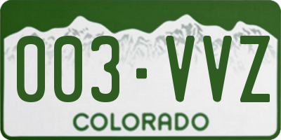 CO license plate 003VVZ
