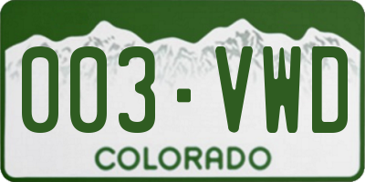 CO license plate 003VWD