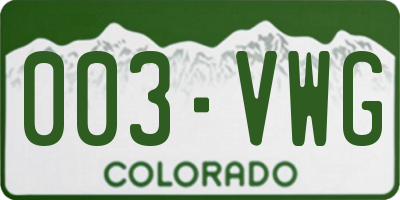 CO license plate 003VWG