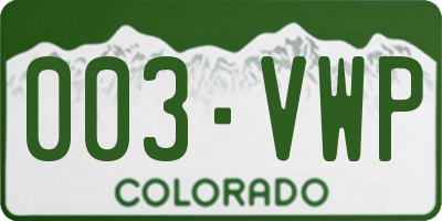 CO license plate 003VWP