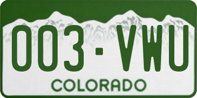 CO license plate 003VWU