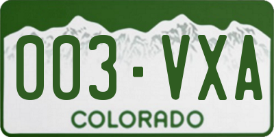 CO license plate 003VXA