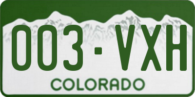 CO license plate 003VXH
