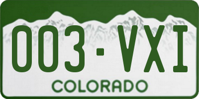 CO license plate 003VXI