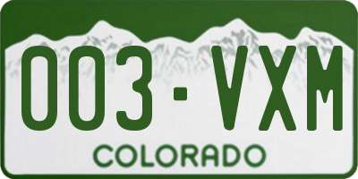 CO license plate 003VXM