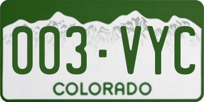CO license plate 003VYC
