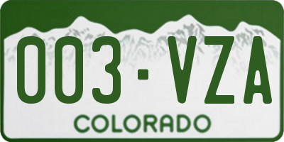 CO license plate 003VZA