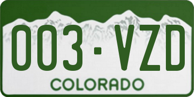 CO license plate 003VZD