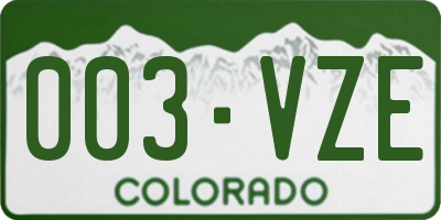 CO license plate 003VZE