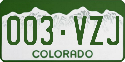 CO license plate 003VZJ