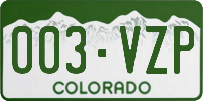 CO license plate 003VZP
