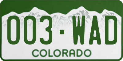 CO license plate 003WAD
