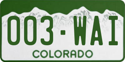 CO license plate 003WAI