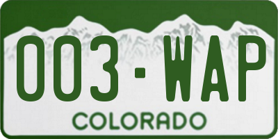 CO license plate 003WAP