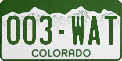 CO license plate 003WAT