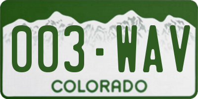 CO license plate 003WAV