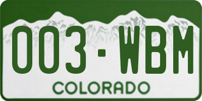 CO license plate 003WBM