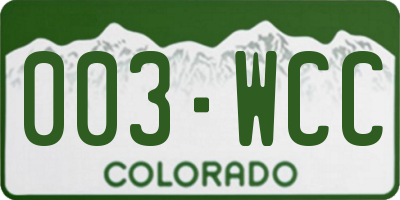 CO license plate 003WCC