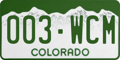 CO license plate 003WCM