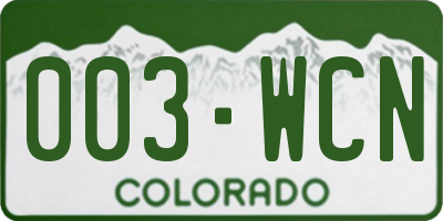CO license plate 003WCN