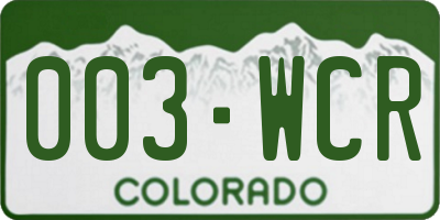 CO license plate 003WCR