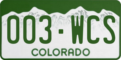 CO license plate 003WCS