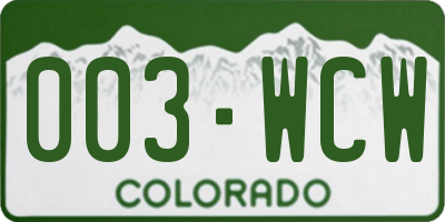 CO license plate 003WCW