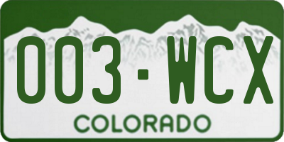CO license plate 003WCX