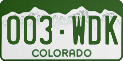 CO license plate 003WDK