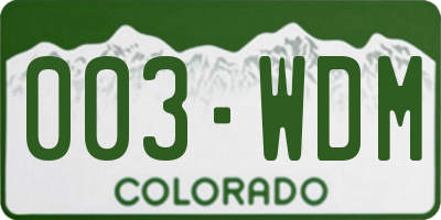CO license plate 003WDM