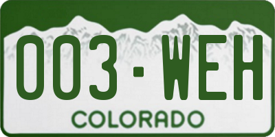 CO license plate 003WEH