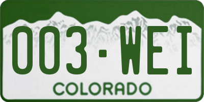 CO license plate 003WEI