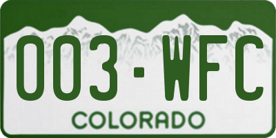 CO license plate 003WFC