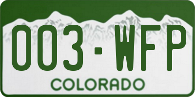 CO license plate 003WFP