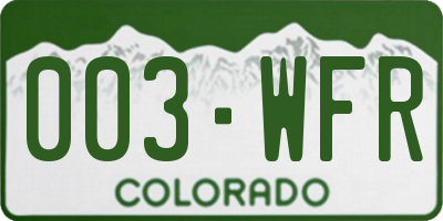 CO license plate 003WFR