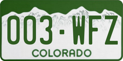 CO license plate 003WFZ