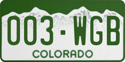 CO license plate 003WGB