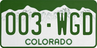 CO license plate 003WGD