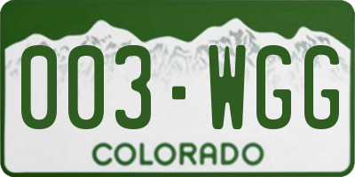 CO license plate 003WGG