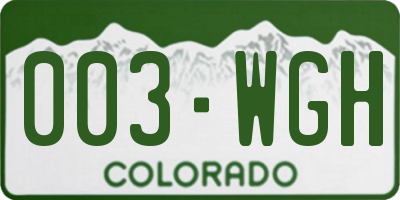 CO license plate 003WGH